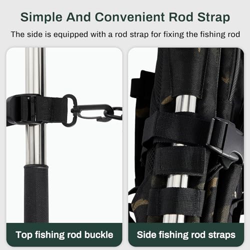 Fishing Tackle Backpack with Rod Holders and 4 Tackle Boxes Large Storage Fishing Bags Water Resistant Tackle Bag for Camping Hiking Travel Gear and Equipment(Camouflage,Shoulder Bag) - color: Camouflage
