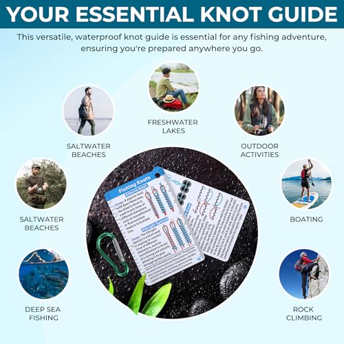 Simple Fishing Knot Tying Tool: 25 Ways Easy Waterproof Knots Cards – Portable Pocket Guide for Beginners, Essential Fishing Gear for Saltwater & Fly Fishing, Fishing Gift for Men, Kids, Boy Scouts