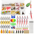 Fishing Lure Spinnerbait Kit with Tackle Box, 8 Pcs/10 Pcs Bass Trout Perch Salmon Hard Metal Rooster Tail Fishing Lures Kit - color: 228 Pcs