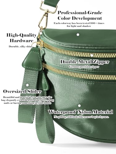 Pure Colour Crossbody Bag Bum Bag for Women,Spacious Purse Fanny Packs Belt Bag,Oversized Bum Bag (Colour Bum Bag-Bean Green) - color: Colour Bum Bag-Bean Green