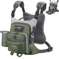 QulayQualy Fly Fishing Pack - Chest Pack with Work Station Lightweight Tackle Fishing Bag with Quick-Release (Green, L-12'' w/Cup Sleeve) - color: Green, size: L-12''