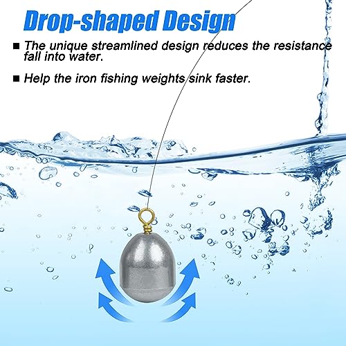 Fishing Weight Sinker,Bass Casting Sinker Weight Bell Sinker Iron Fishing Weight Sinker with Ring Water Drop Sinker Weight for Saltwater Freshwater Fishing, Silver - size: 3/4 oz - 15 pack