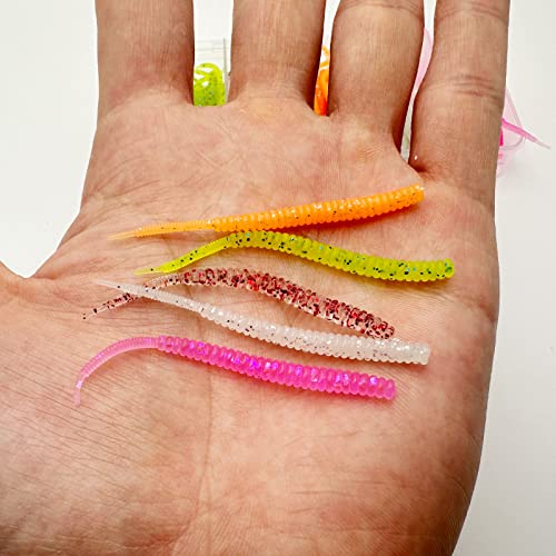 75pcs Crappie Lures Kit - Soft Plastic Coloured Crappie & Panfish Shad Baits - style: C-75pcs