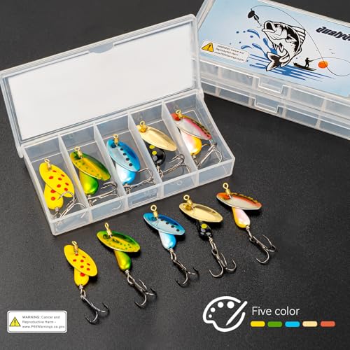 QualyQualy Trout Lures Fishing Spinnerbaits 5pcs Brass Hard Metal Spinner Trout Baits Fishing Lure for Perch Freshwater Saltwater Lake River - color: #B, size: 1/6 oz
