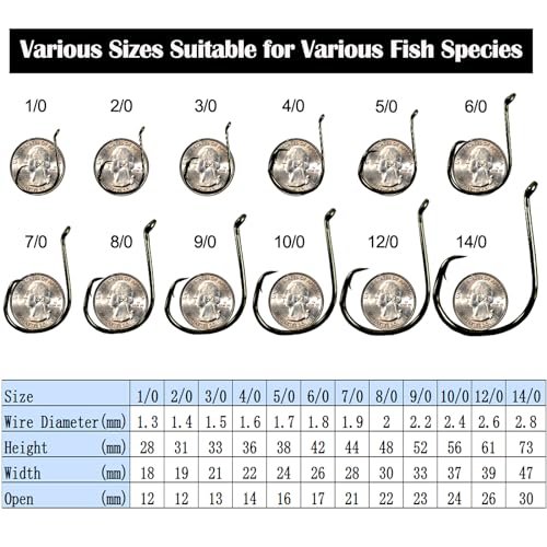 Catfishing Circle Hooks 50/100Pcs Octopus Fishing Circle Hooks Saltwater Freshwater for Catfish Bass Redfish 1/0 2/0 /3/0 4/0 5/0 6/0 7/0 8/0 9/0 10/0 12/0 14/0 - size: 100PCS 3/0