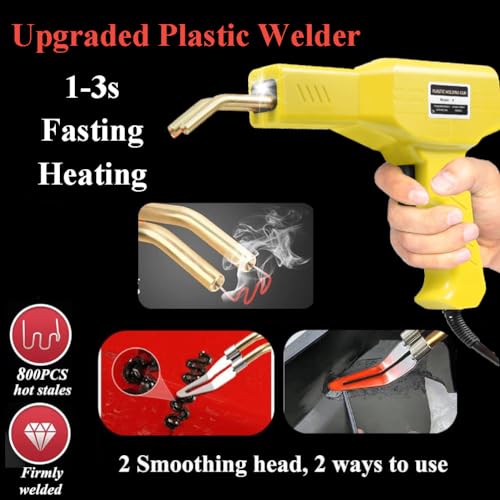 220W Plastic Welder,2 in 1 Plastic Welding Kit 1000PCS Hot Staples Plastic Repair Kit With 100PCS Plastic Welding Rods Car Bumper Repair Kit for Most Plastic Repair - color: Yellow