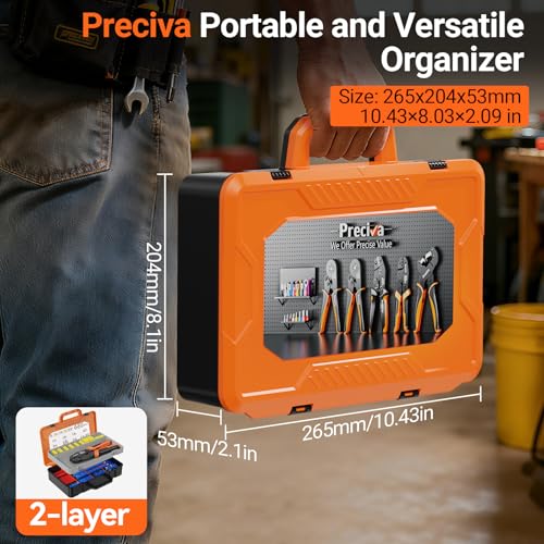 Preciva Insulated Crimping Tool Set with Storage Case, Ratcheting Wire Crimper Kit with 350 Terminals (Red, Blue, Yellow), Ergonomic Handle, High-Strength Steel, 0.5–6mm² / A.W.G. 20-10 Crimping Range - size: 350