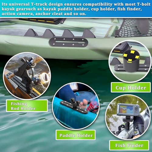 Kayak Gear Track, Kayak Low Profile Track, Kayak Rail, Kayak Accessories Mount Track, Compatible for Fishing Rod Holder, Fish Fider, Cup Holder, Anchor Cleats