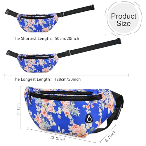 Fanny Pack for Women Men,Crossbody Fanny Pack Water Resistant Sports Waist Bag Pack, Belt Bag for Travel Hiking Running - color: 1pack-blueflower