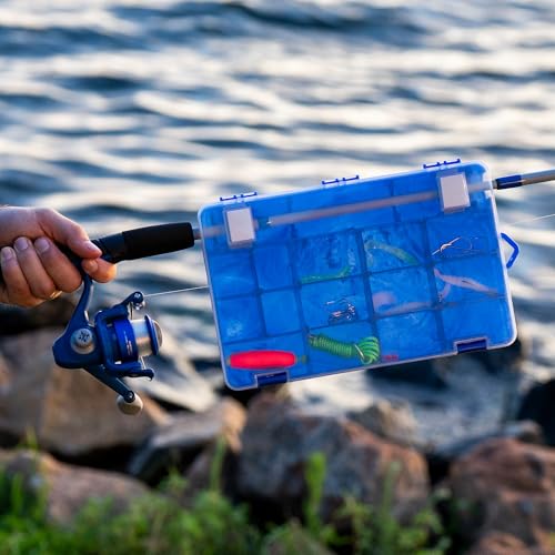 Shakespeare Tacklebox Fishing Tackle Storage, Blue Swirl, 4-Pack, Customizable, Dual-Latching System, Built-In Rod Holder, Compact, Lightweight - style: 4pk Blue Swirl