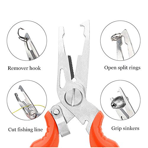 250pcs Heavy Duty Small Stainless Steel Split Rings and Split Ring Pliers, Open Jump Rings and Fishing Plier Tool Kit for Saltwater Fishing Lure Connector, Jewelry Making Findings, Small Key Rings - color: Split rings & Pliers_252pcs