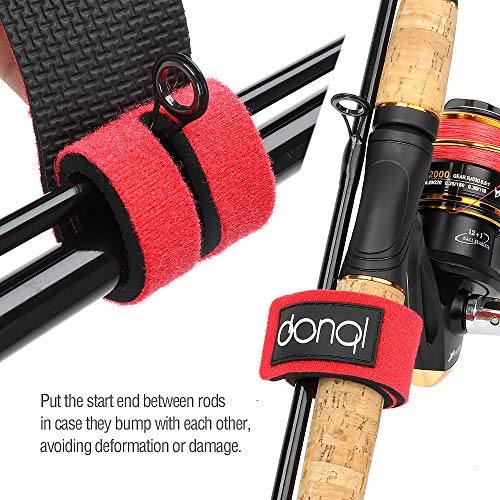 DONQL Fishing Pole Straps Belt Fishing Rod Ties Stretchy Rod Straps Fishing Rod Belt Holders for Casting Rods (3Colors,6Pcs) - color: Green-6pcs