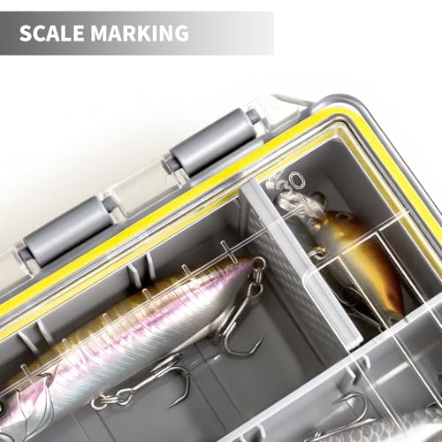 Waterproof Anti-Corrosion Tackle Box One Hand Latch 3600 and 3700 Organizer with Removable Dividers Lure Box and Terminal Tackle Trays Fishing Storage Yellow (3600) - size: 3600