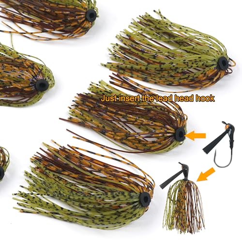 18 Bundles Silicone Jig Skirts 40 Strands Silicone Fishing Unbrella Replacement Skirts Quick Chang for Spinnerbait Bass Jig Lure Making Accessories - style: Yellow&green-18pcs