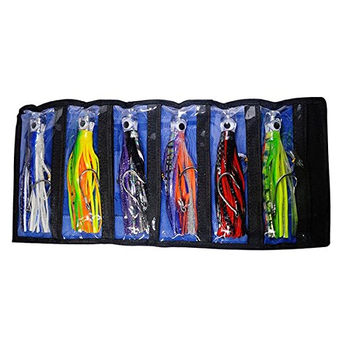 Set 6 Pcs Saltwater Trolling Lure 6.5/7/9 inch Marlin Deep Sea Fishing Bait | For Tuna Dolphin Sailfish Shark Big Game Fishing Tackle - color: 9 inch lure / Portable Handle bag