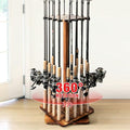 Ghosthorn Fishing Rod Holders for Garage 360 Degree Rotating Fishing Pole Rack, Floor Stand Holds up to 16 Rods Wood Fishing Gear Equipment Storage Organizer, Fishing Gifts for Men Women - style: carbonization