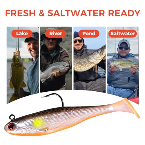 5/6Pcs Easy Catch Pre-Rigged Soft Lures,Baits for Bass Fishing - Jig Heads Soft Plastic Walleye Lures, Fishing Bait for Saltwater & Freshwater - color: 3.5",0.42oz,White