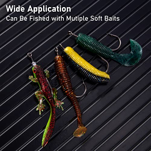 Dr.Fish 20 Pack Weighted Swimbait Hooks, Weighted Fishing Worm Hooks Straight Shank Round Bend Bass Fishing Jig Hook - size: #6/0-1/6oz