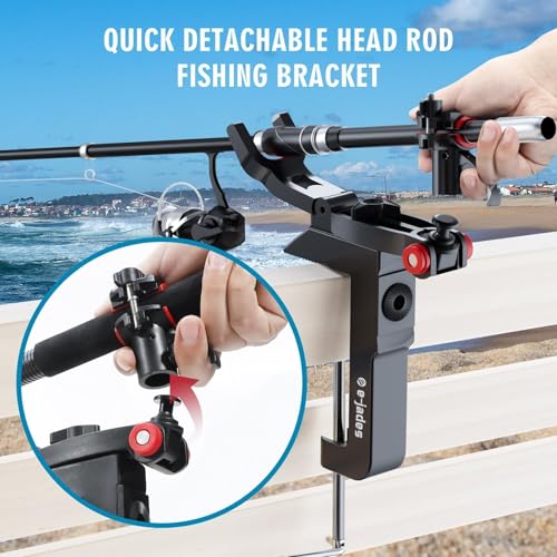 Heavy Duty fishing Rod Holders for Bridge, Clamp Fishing Pole Holders | 360° Adjustable,Quick-release Detachable Head | Offshore&Inshore Fishing Boat Gear | Fits All Boat,Fishing gifts for men