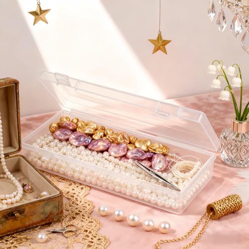LJY 10 Pieces Rectangular Empty Mini Clear Plastic Organizer Storage Box Containers with Hinged Lids (6.1 x 2.6 x 1.2 inch, Transparent) - color: Transparent, size: 6.1 x 2.6 x 1.2 inch