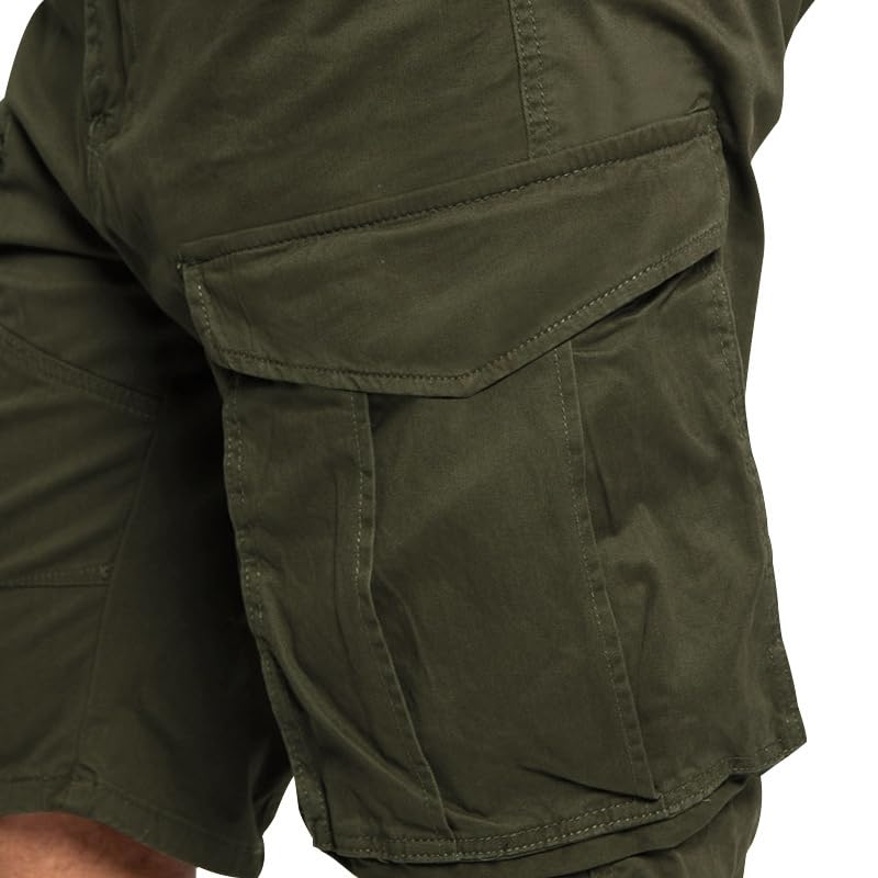 Mens Summer Casual Cargo Shorts Fashion Lightweight Loose Fit Short Pants Drawstring Elastic Waisted Outdoor Shorts - color: Army Green, size: XX-Large