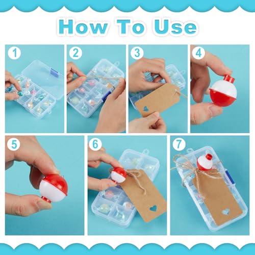 30 Set Fishing Candy Little Tackle Boxes with 30 Fishing Bobber 20M Jute Twine 30 Kraft Paper Tags for Decoration Fishing Party Favors Gone Fishing Theme Supplies (Non-Removable Partition) - style: 10 Compartments (Non-removable)
