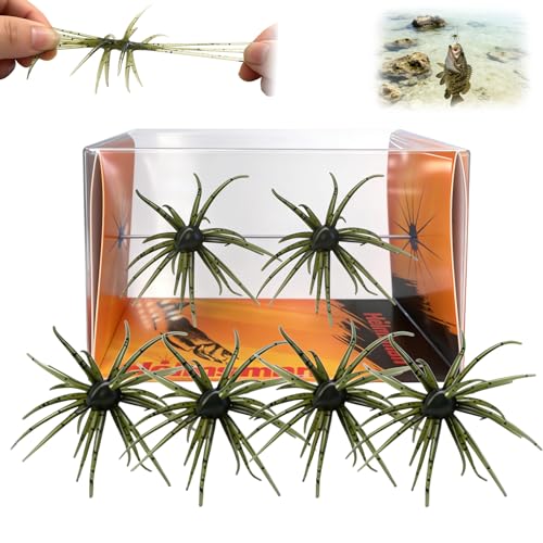 4Pcs Sea Urchin Soft Bait, Realistic Fuzzy Dice Fishing Lure,Floating TPR Swimbait with Reflective Stars, Plastic Baits for Bass Fishing,Drop Shot,Wacky Rig/Neko Rig & Finesse,Slow Sinking