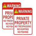 2 Pack Warning - Private Property, No Trespassing, No Hunting Sign 10x14 Inches Reflective Aluminum Signs for Warning No Hunting Fishing Indoor Outdoor - style: 2 Pack-10"x14"