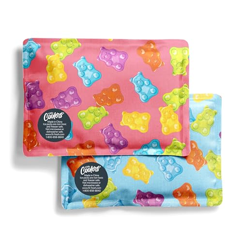 Fit & Fresh Cool Coolers 2 Pack Soft Ice for Lunch Bags, Flexible Stretch Nylon, Durable, Reusable Lunch Box Ice Packs, Soft Ice, Reusable Freezer Packs, Lunch Ice, Easy to Clean, Gummy Bears - color: Gummy Bears (2 Pack), size: Standard