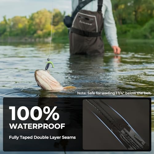 Calamus WaveWalker Fishing Waders for Men & Women, 100% Waterproof PVC Waders with Slip-Resistant Boots, Tear-Resistant Nylon - color: Brown, size: 11