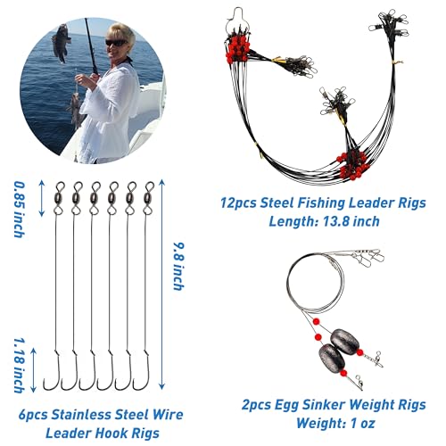 Saltwater Fishing Tackle Kit,131pcs Surf Fishing Gear with Saltwater Fishing Lures Fish Finder Rigs Pyramid Sinkers Hooks Swivels Wire Leaders Spoon Lure Bobbers Various Accessories