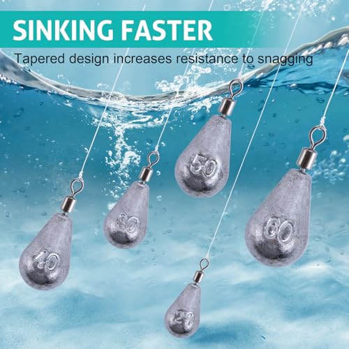 Goture Tungsten Teardrop Drop Shot Weights, 1/32 oz x 10, Ideal for Saltwater, Freshwater, Bass Fishing - size: 1oz - 10pcs