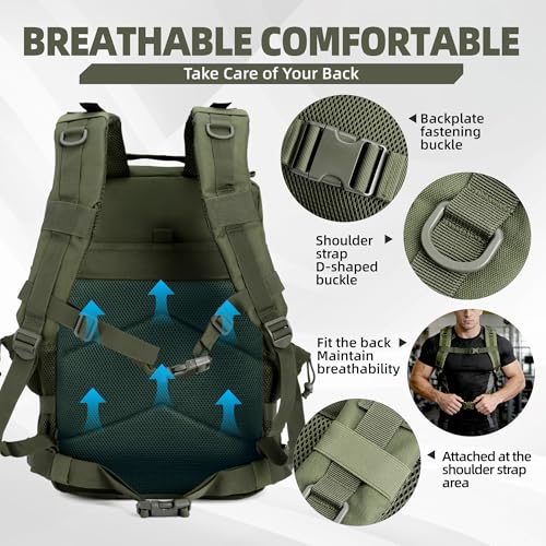 LUPU TACTICAL Backpack for Men and Women 45L ，Army Green