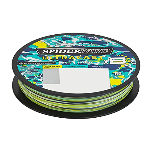 SpiderWire Ultracast Braid Vanish Fluorocarbon Dual Spool, 15lb Aqua Camo Braid with 30lb Clear Fluoro Leader, 164yd | 150m