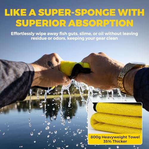 Titanium-Coated Fishing Line Cutter Saltwater Set, Fishing Scissors for Braided Line with Retractable Zinger & Thick Microfiber Towel, One-Hand Operation Anti-Rust Compact Braid Scissors