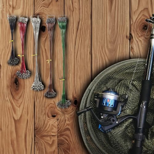 Stainless Steel Fishing Wire Leaders, Black Coated & Uncoated Options, Heavy Strength 31–100LB, 6–21in Multi Sizes with Rolling Swivels Snaps for Salt Fresh Water Shark Pike Barracuda - color: 100pcs-7in/8in/9in/10in/11in(31LB)