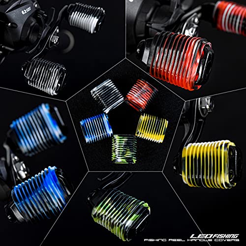 LEO 10pcs Rubber Fishing Reel Handle Grip Cover Non-Slip Baitcaster Knob Sleeve 5 Pairs in Pack 5 Colors (5 Mix Colors)