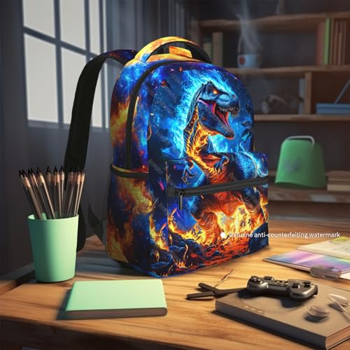 Dinosaur Backpack for Kids Toddler Boy Blue Fire Dino School Bookbag for Elementary Preschool Travel Bag Backpack for Kid Boys 8-12 Back to School Gifts - color: Dinosaur 01
