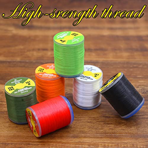 XFISHMAN Fly-Tying-Thread-Kit-6/0-3/0 Fly Tying Supplies Fly Fishing Materials Accessories - color: 6/0-6 Color Thread Kit 01