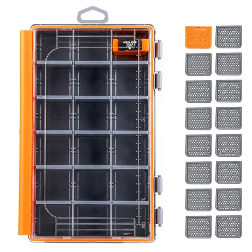 RUNCL Fishing Tackle Box - 360° Waterproof Tackle Trays, 3600 Fishing Tackle Box Organizer with Adjustable Dividers for Jigs Lures, Orange, 1 Pack - color: Orange, size: 1Pcs 3600