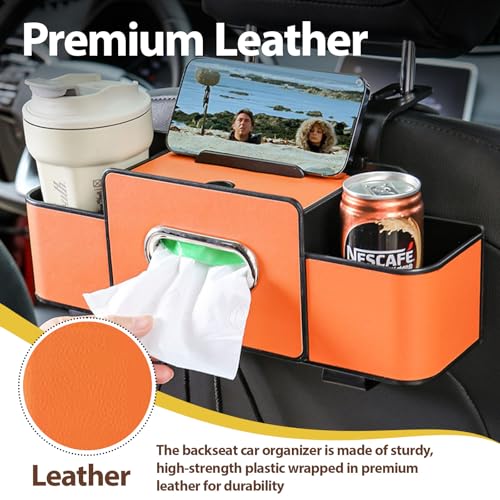 ZenChef Three-in-one Car Organizers and Storage, 2025 New Multi-function Car Tissue Holder, Multi-function Backseat Car Organizer with Cup Holder, Tissue Box, Hook (white) - color: White