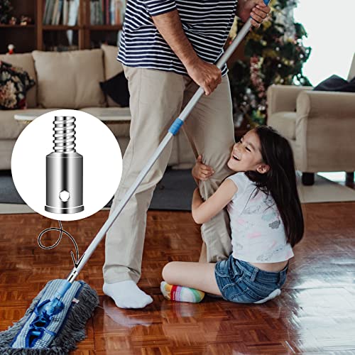 2 Pcs Threaded Tip Replacement,Ultra Threaded Tip Repair Kit Metal Threaded Handle Tips for 1" Wood or Metal Poles Handle Replacement Extension Pole Adapter for Mop,Broom,Household Cleaning Tools