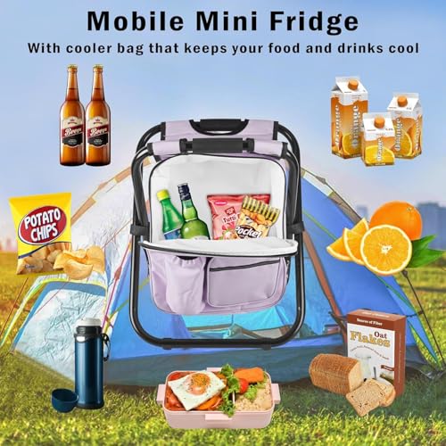 Kikerike Backpack Stool Cooler Chair Heavy Duty 300 LBS Max Load Portable Lightweight Stool Backpack Folding Fishing Cooler Seat for Camping Hunting Fishing - Pale Amethyst - color: Pale Amethyst