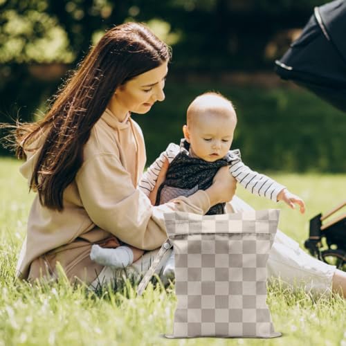 Grid Wet Dry Bags for Diaper Waterproof Swimsuit Washable Reusable Bag for Beach Diapers Dirty Yoga Gym Clothes Plant Gifts for Men Women Friend - color: Checkerboard1