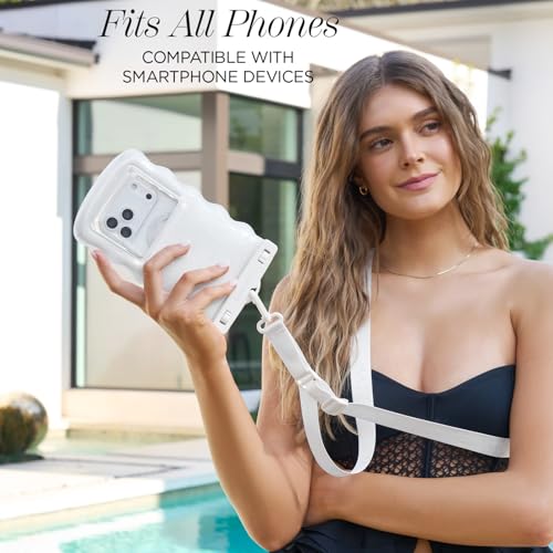 Case-Mate Wavy IP68 Waterproof Large Phone Pouch - Ivory Twinkle | Hidden Pocket for Card/Cash - Floating Phone Case w/Crossbody Lanyard - Fits All Phones - Beach Cruise Ship Travel Essentials - color: Wavy Ivory Twinkle