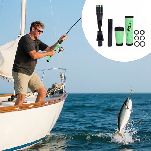 Joyzan Fishing Rod Handle, Spinning Fish Fly Rods Handles Building Split Grip Replacement Parts with Reel Seat Rear Soft ACS PU Extension Rotatable Holder Tackle DIY Casting Repair Accessories Kit