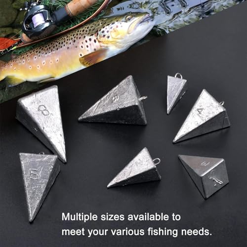 SIWIRIOM Pyramid Sinkers for Surf & Saltwater 6 Pack Fishing Weights Lead Sinkers with Slider Universal Connectors, Fishing Weights Assortment Kits Fishing Gear Tackle 1oz 2oz 3oz - size: 2oz-6pcs
