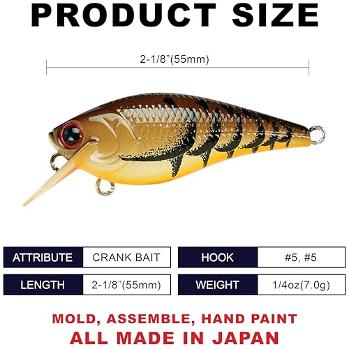 LUCKY CRAFT Fat CB BDS Magic 1.2, Crank Action Perfect Wobbling Freshwater Lake Bass Fishing Champion Bait - color: 507 All Brown Craw