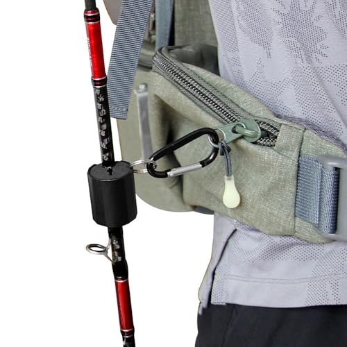 Rod Holder – Portable Rod Clips with Keychain Carabiner for Fly Fishing & Outdoor Sports, Lightweight Aluminum Alloy & EVA Pole Accessory(1 Set)