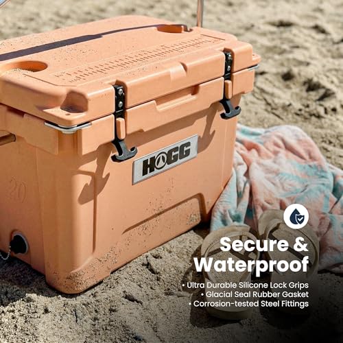 Hogg Rotomolded Coolers, Ice Chest with Wheels, Wheeled Cooler, Rotomolded Ice Chest, Dry Storage, Fishing and Camping Items, Birthday Gifts for Men - color: Harvest Red, size: 20qt